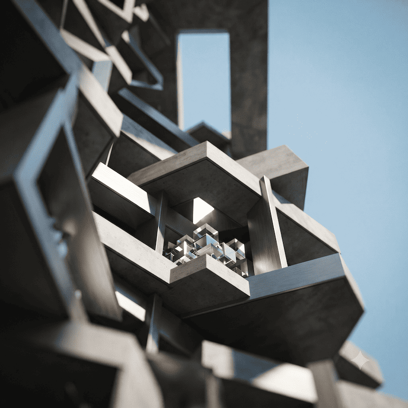 Abstrakte geometrische Architektur als Symbol für Struktur und Präzision