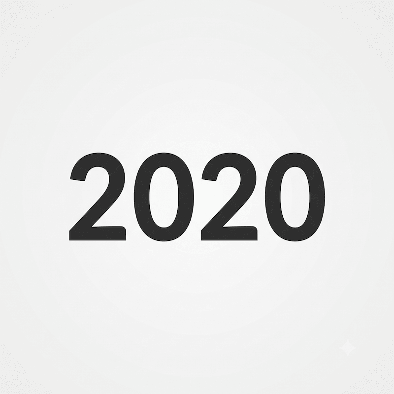 Jahreszahl 2020 in großer moderner Schrift auf hellgrauem Hintergrund